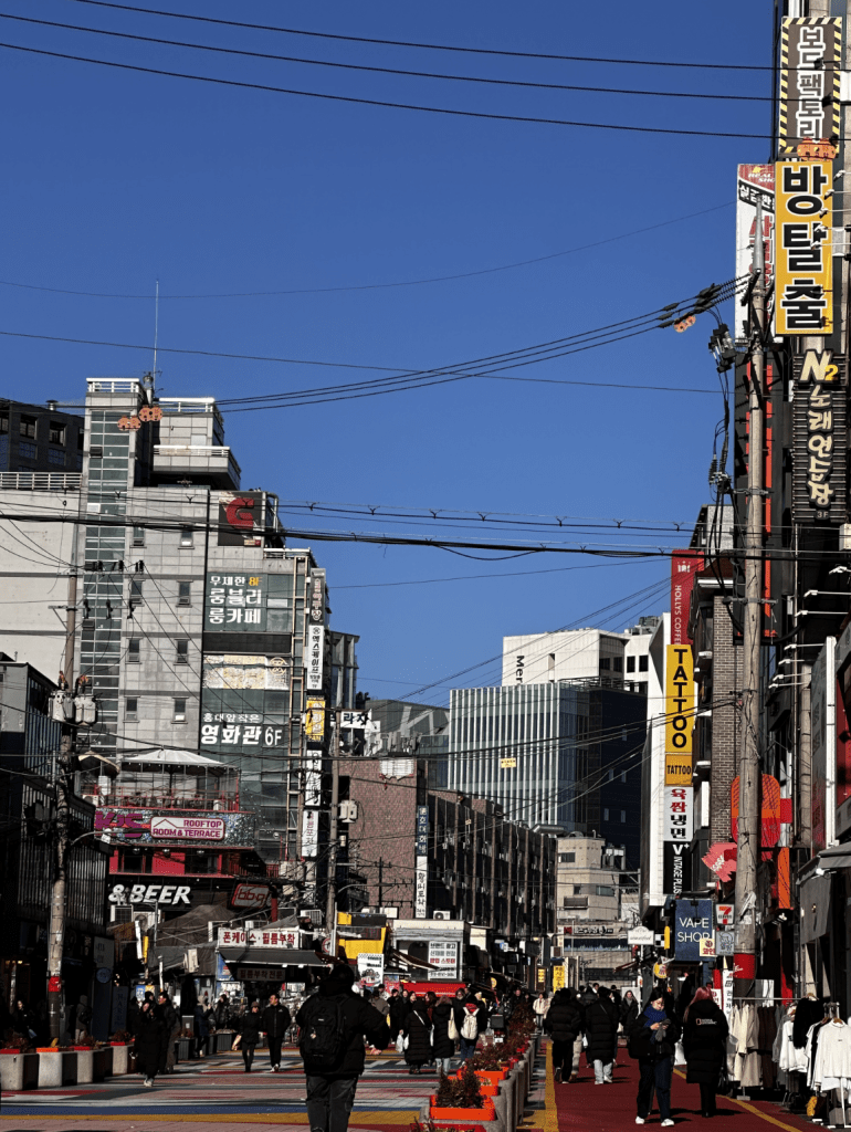 A busy street in Seoul